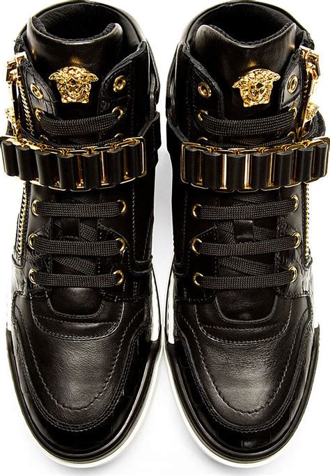 versace mens high top leather shoes